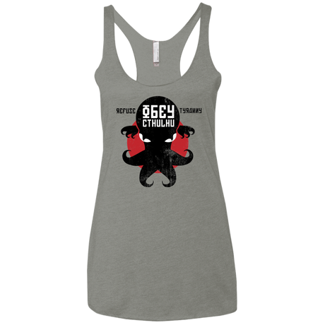 T-Shirts Venetian Grey / X-Small Refuse Tyranny, Obey Cthulhu Women's Triblend Racerback Tank