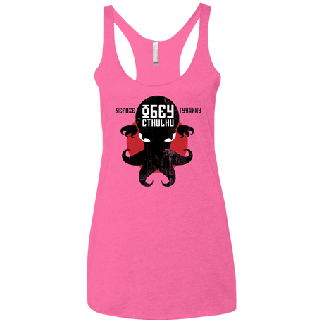 T-Shirts Vintage Pink / X-Small Refuse Tyranny, Obey Cthulhu Women's Triblend Racerback Tank