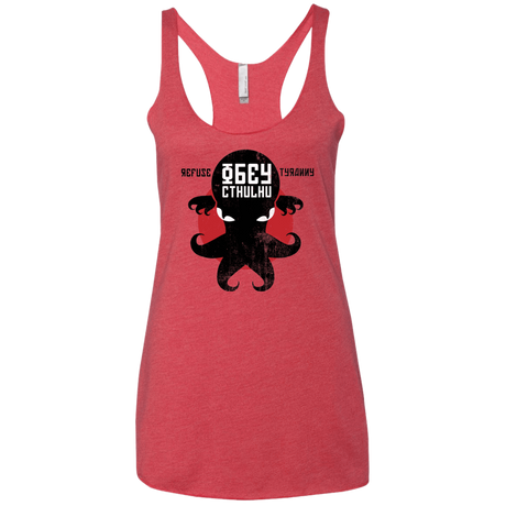 T-Shirts Vintage Red / X-Small Refuse Tyranny, Obey Cthulhu Women's Triblend Racerback Tank