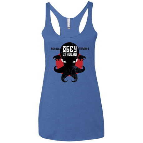 T-Shirts Vintage Royal / X-Small Refuse Tyranny, Obey Cthulhu Women's Triblend Racerback Tank
