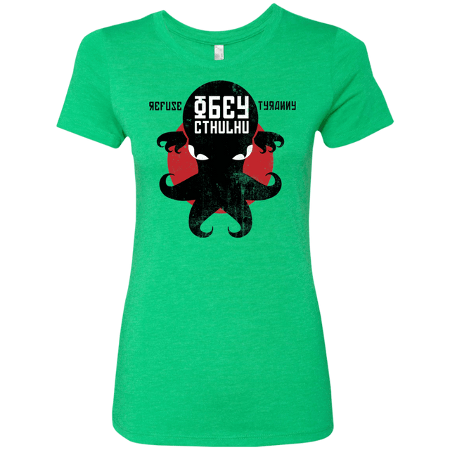 T-Shirts Envy / Small Refuse Tyranny, Obey Cthulhu Women's Triblend T-Shirt