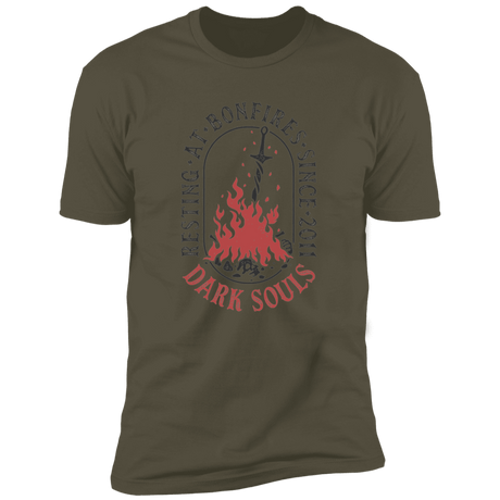 T-Shirts Military Green / S Resting at Bonfires Men's Premium T-Shirt