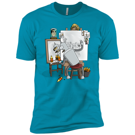 T-Shirts Turquoise / YXS Retrato de un Robot Boys Premium T-Shirt