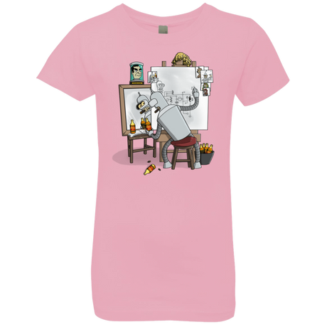 T-Shirts Light Pink / YXS Retrato de un Robot Girls Premium T-Shirt