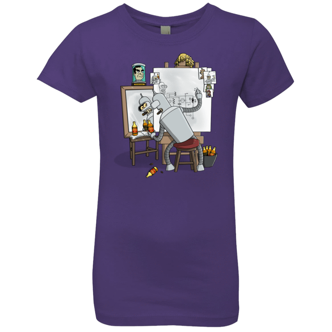 T-Shirts Purple Rush / YXS Retrato de un Robot Girls Premium T-Shirt