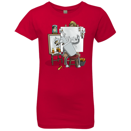 T-Shirts Red / YXS Retrato de un Robot Girls Premium T-Shirt