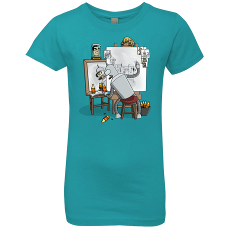 T-Shirts Tahiti Blue / YXS Retrato de un Robot Girls Premium T-Shirt