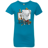 T-Shirts Turquoise / YXS Retrato de un Robot Girls Premium T-Shirt