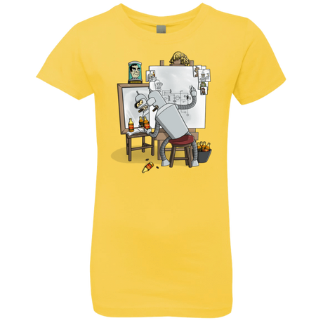 T-Shirts Vibrant Yellow / YXS Retrato de un Robot Girls Premium T-Shirt