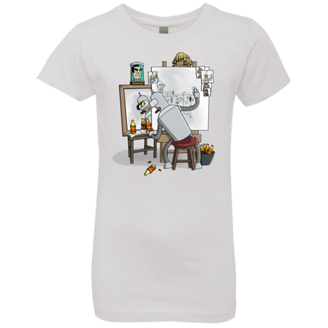 T-Shirts White / YXS Retrato de un Robot Girls Premium T-Shirt