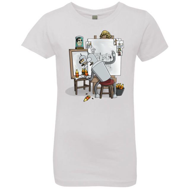 T-Shirts White / YXS Retrato de un Robot Girls Premium T-Shirt