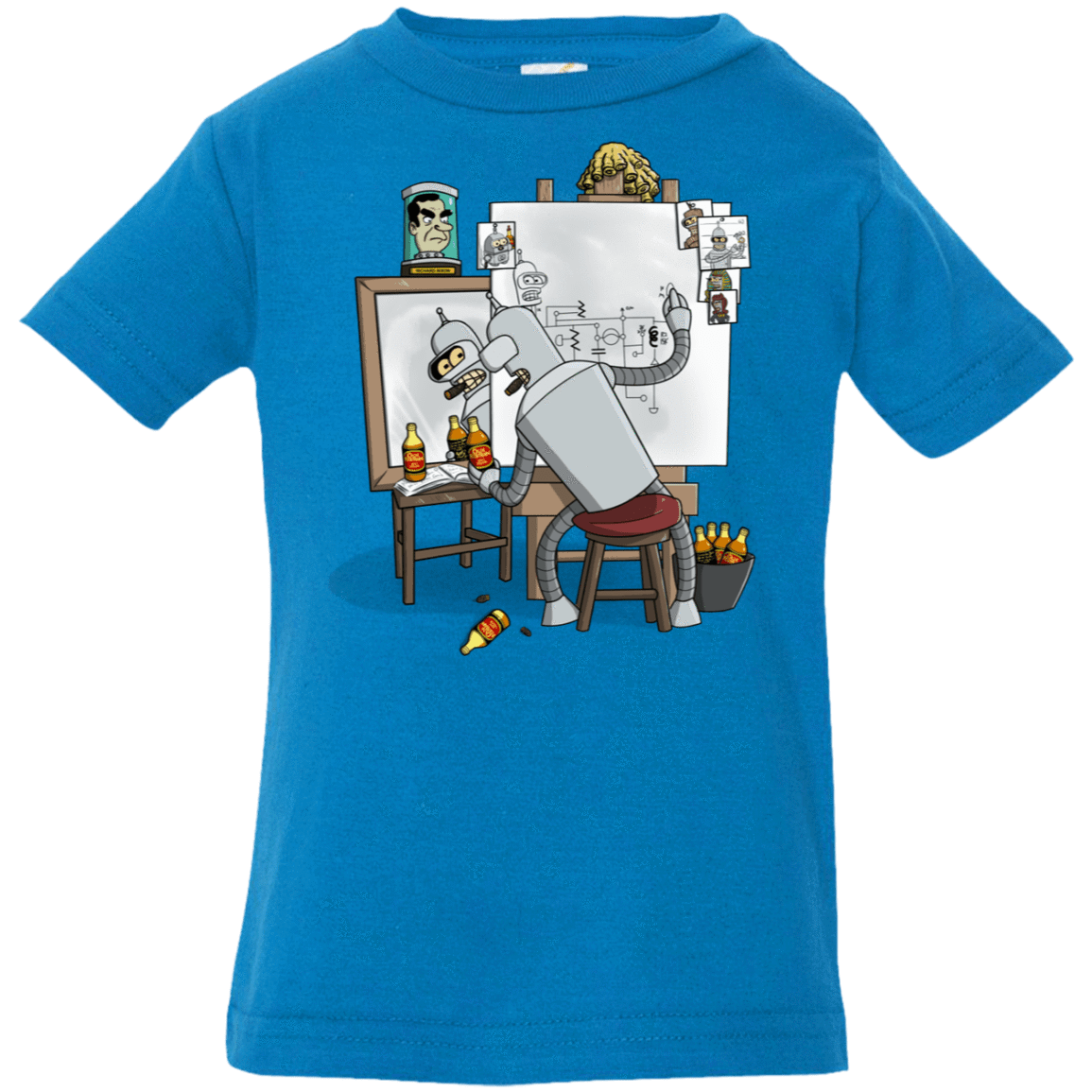 T-Shirts Cobalt / 6 Months Retrato de un Robot Infant Premium T-Shirt