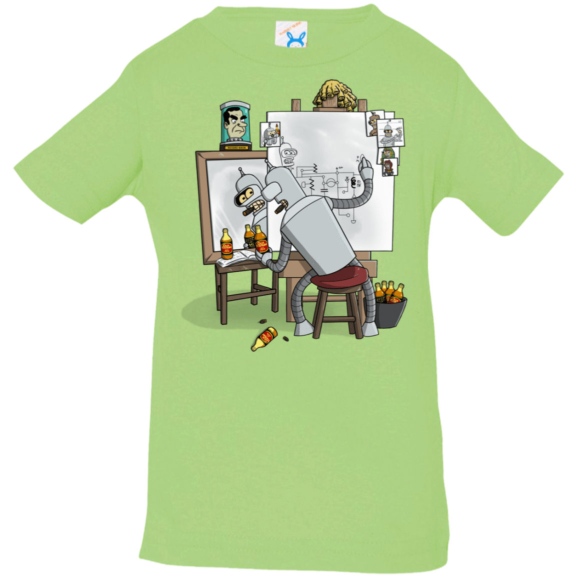 T-Shirts Key Lime / 6 Months Retrato de un Robot Infant Premium T-Shirt