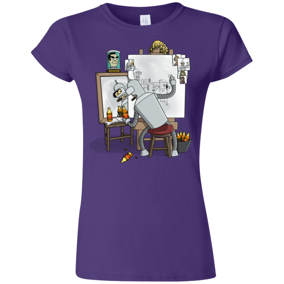 T-Shirts Purple / S Retrato de un Robot Junior Slimmer-Fit T-Shirt