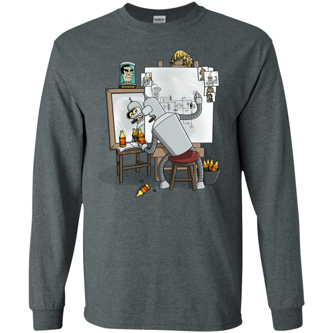 T-Shirts Dark Heather / S Retrato de un Robot Men's Long Sleeve T-Shirt