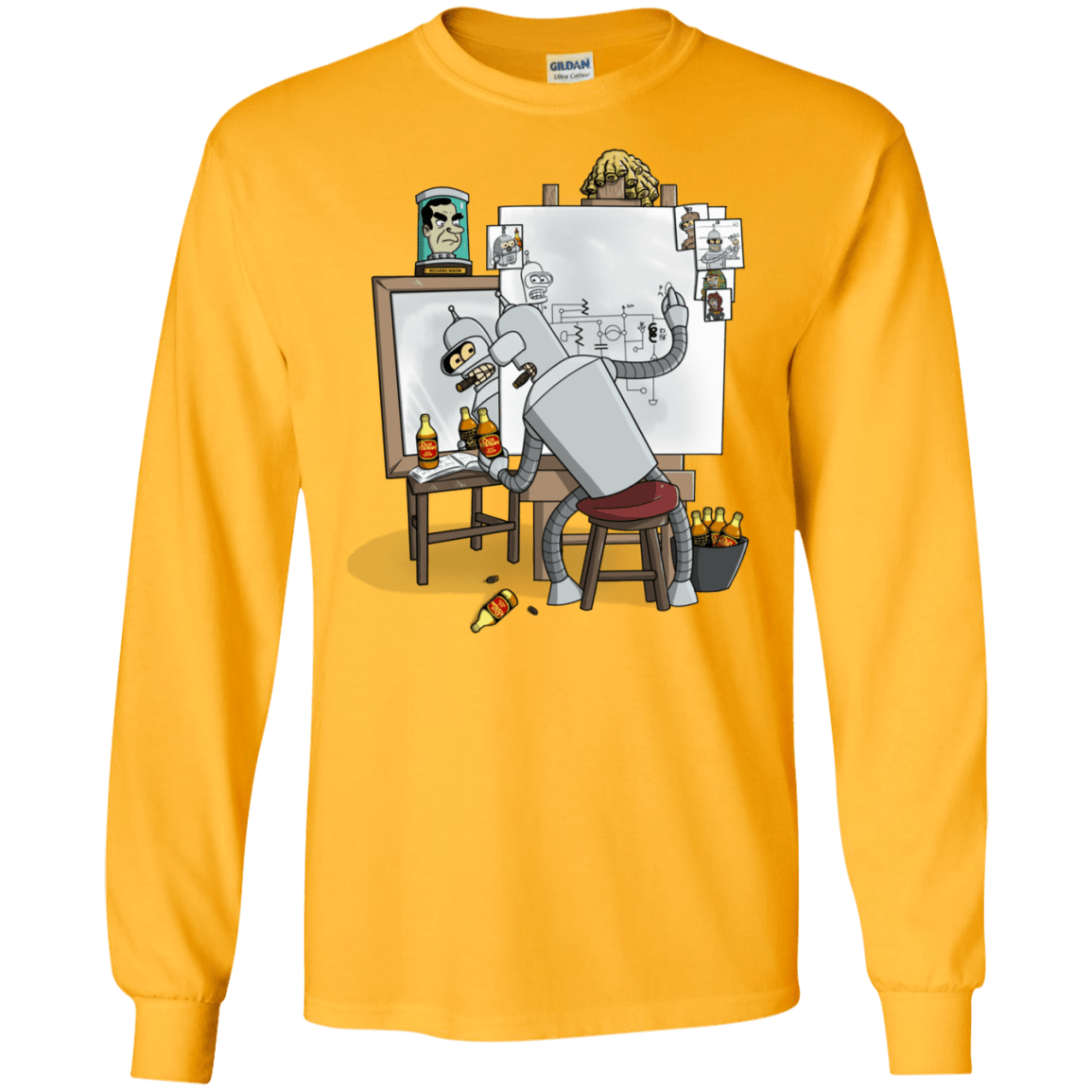 T-Shirts Gold / S Retrato de un Robot Men's Long Sleeve T-Shirt