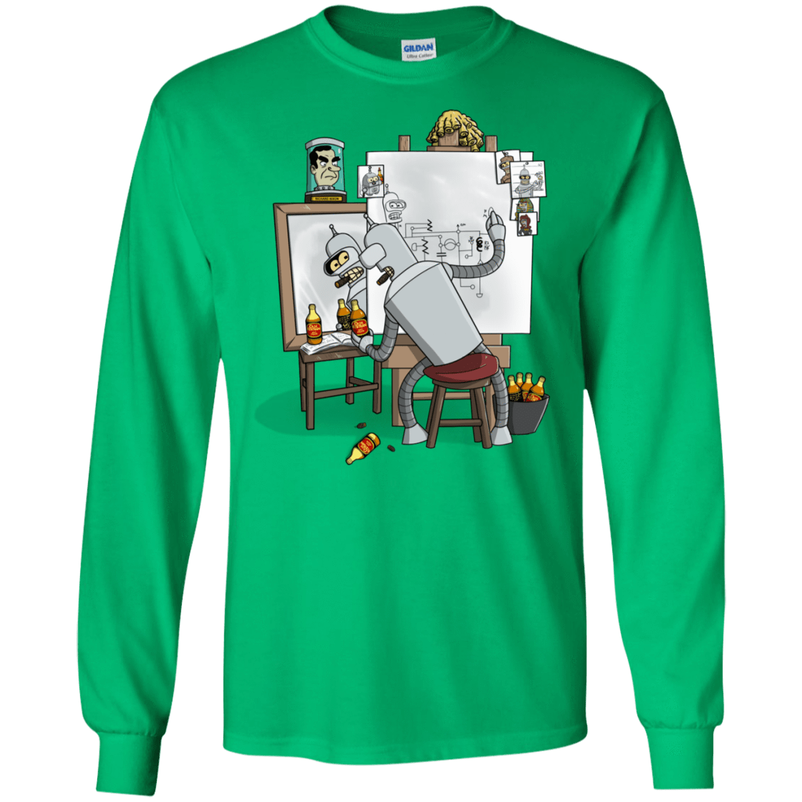 T-Shirts Irish Green / S Retrato de un Robot Men's Long Sleeve T-Shirt