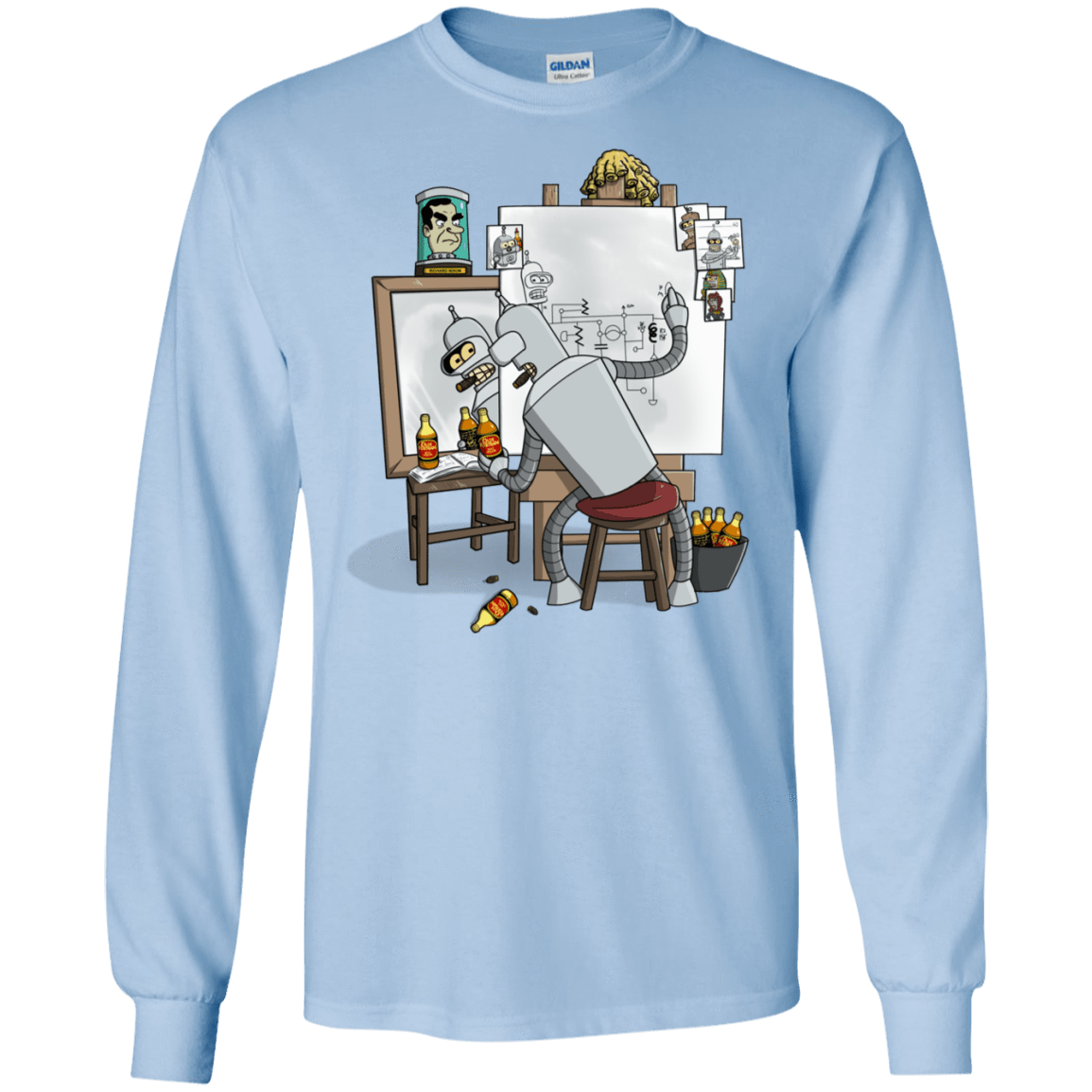 T-Shirts Light Blue / S Retrato de un Robot Men's Long Sleeve T-Shirt