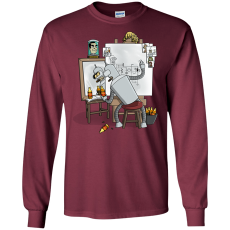 T-Shirts Maroon / S Retrato de un Robot Men's Long Sleeve T-Shirt