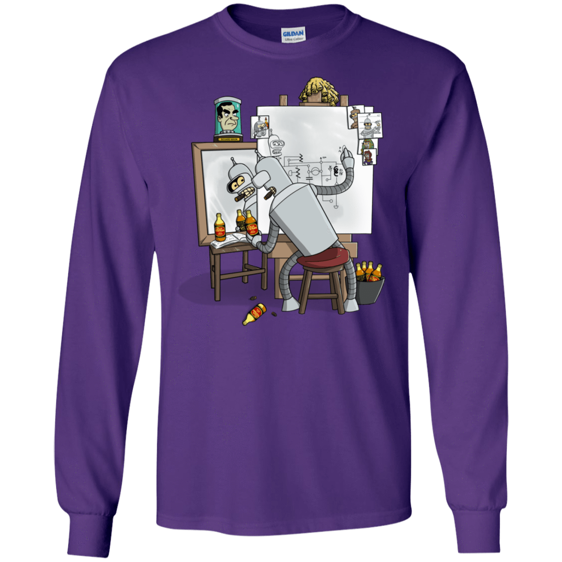 T-Shirts Purple / S Retrato de un Robot Men's Long Sleeve T-Shirt