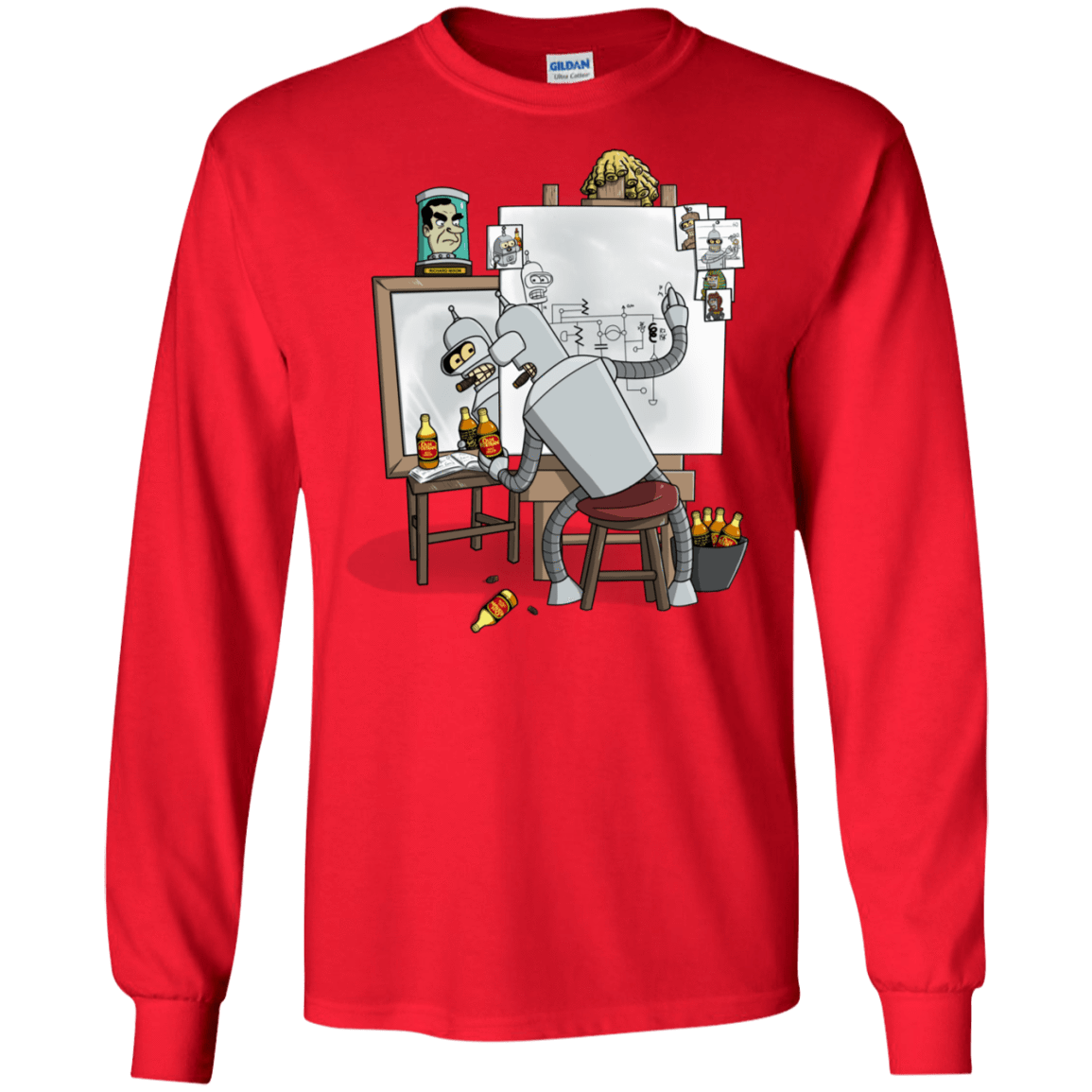 T-Shirts Red / S Retrato de un Robot Men's Long Sleeve T-Shirt