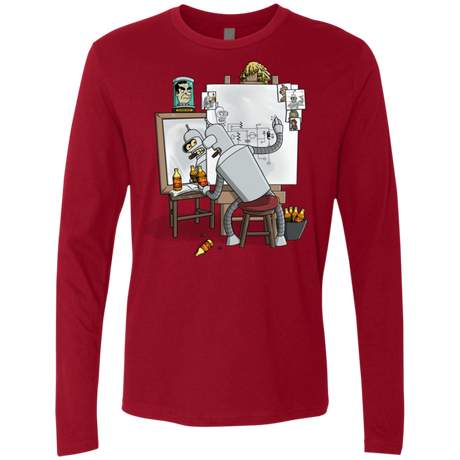 T-Shirts Cardinal / S Retrato de un Robot Men's Premium Long Sleeve