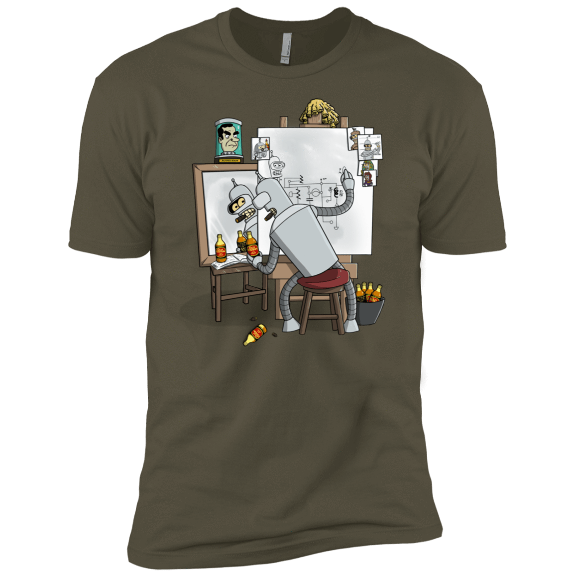 T-Shirts Military Green / X-Small Retrato de un Robot Men's Premium T-Shirt