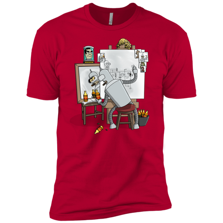 T-Shirts Red / X-Small Retrato de un Robot Men's Premium T-Shirt