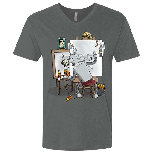 T-Shirts Heavy Metal / X-Small Retrato de un Robot Men's Premium V-Neck