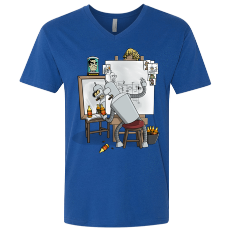 T-Shirts Royal / X-Small Retrato de un Robot Men's Premium V-Neck