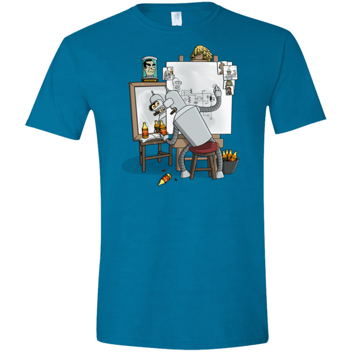 T-Shirts Antique Sapphire / S Retrato de un Robot Men's Semi-Fitted Softstyle