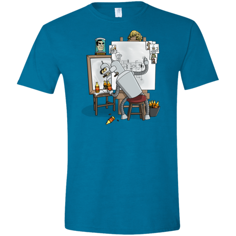 T-Shirts Antique Sapphire / S Retrato de un Robot Men's Semi-Fitted Softstyle