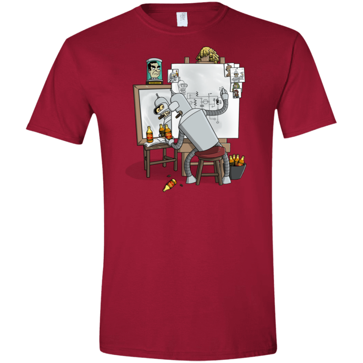 T-Shirts Cardinal Red / S Retrato de un Robot Men's Semi-Fitted Softstyle