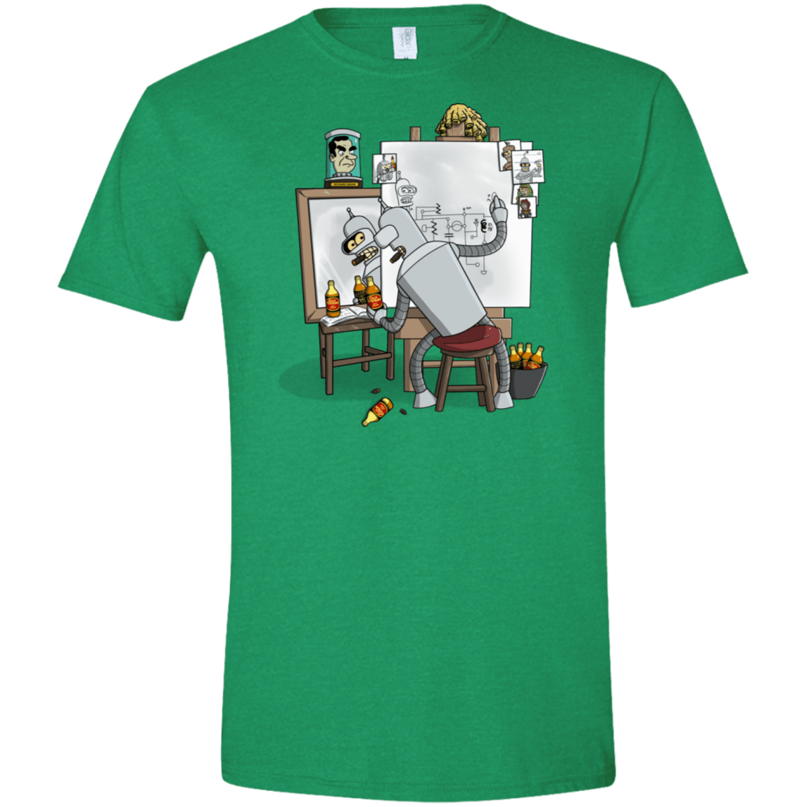 T-Shirts Heather Irish Green / S Retrato de un Robot Men's Semi-Fitted Softstyle