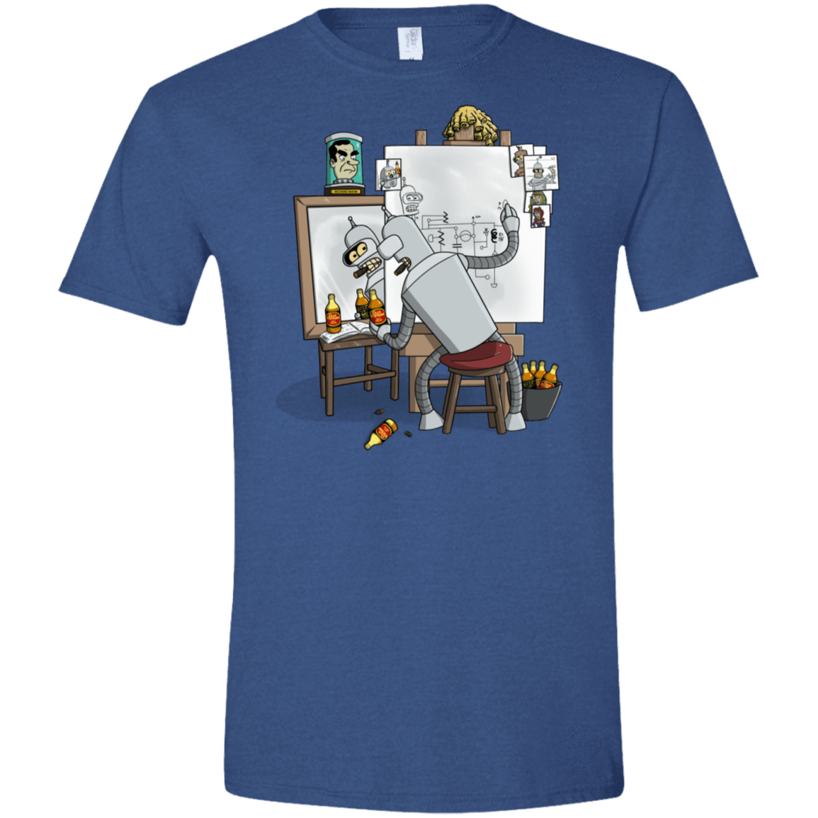 T-Shirts Heather Royal / X-Small Retrato de un Robot Men's Semi-Fitted Softstyle