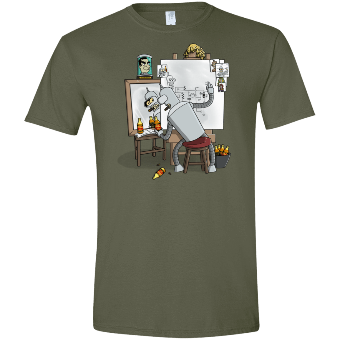 T-Shirts Military Green / S Retrato de un Robot Men's Semi-Fitted Softstyle