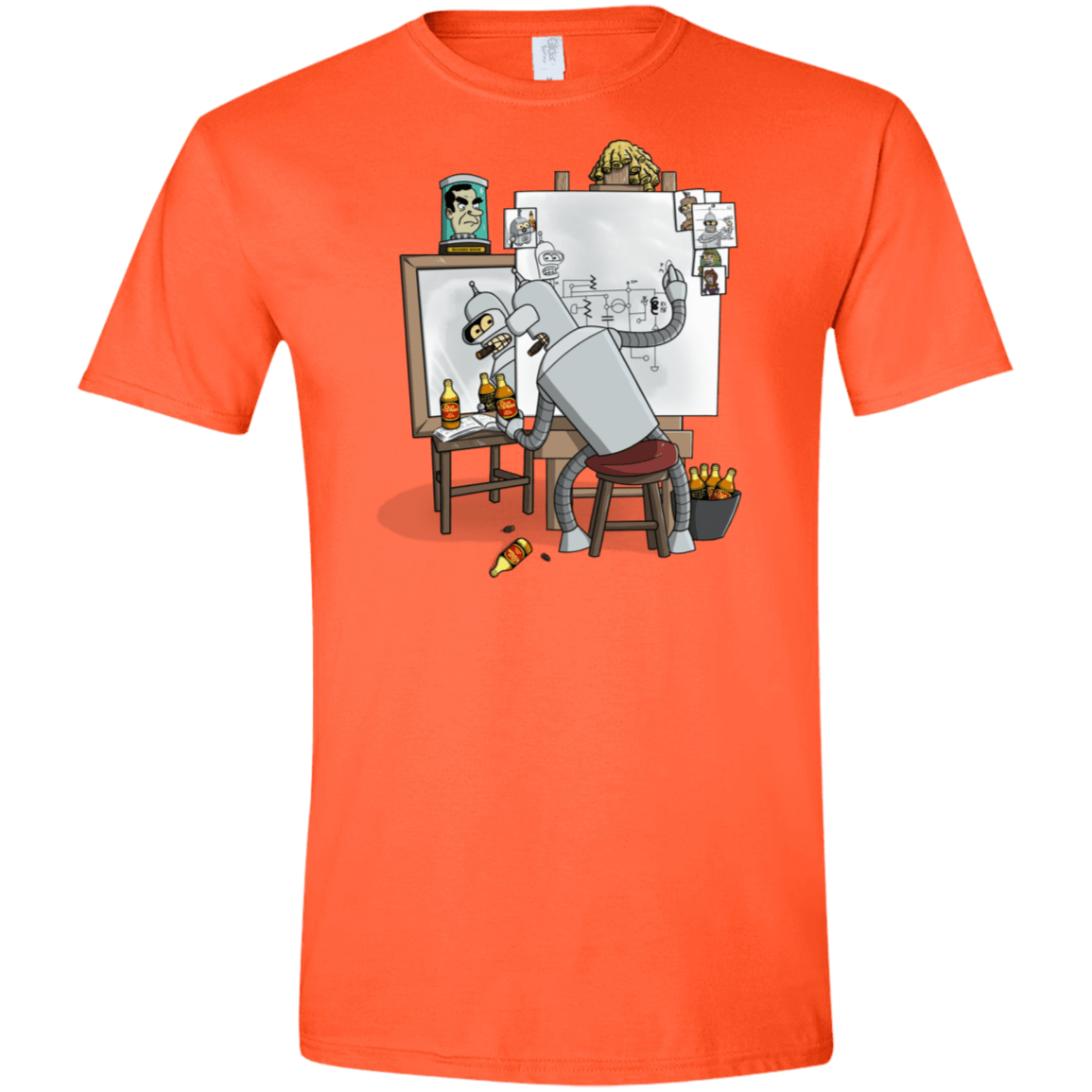 T-Shirts Orange / S Retrato de un Robot Men's Semi-Fitted Softstyle