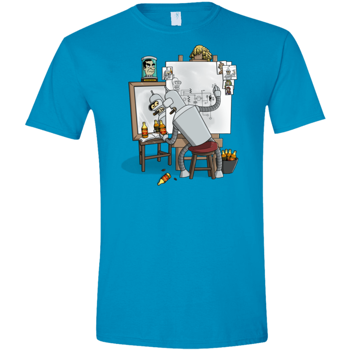 T-Shirts Sapphire / S Retrato de un Robot Men's Semi-Fitted Softstyle