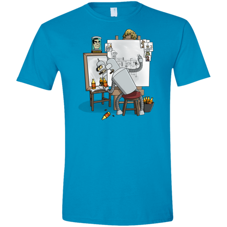 T-Shirts Sapphire / S Retrato de un Robot Men's Semi-Fitted Softstyle