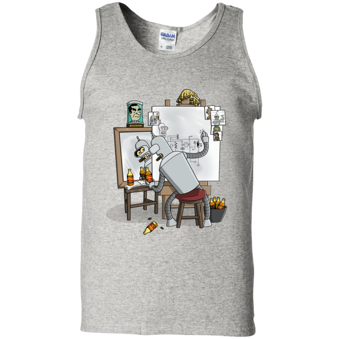 T-Shirts Ash / S Retrato de un Robot Men's Tank Top