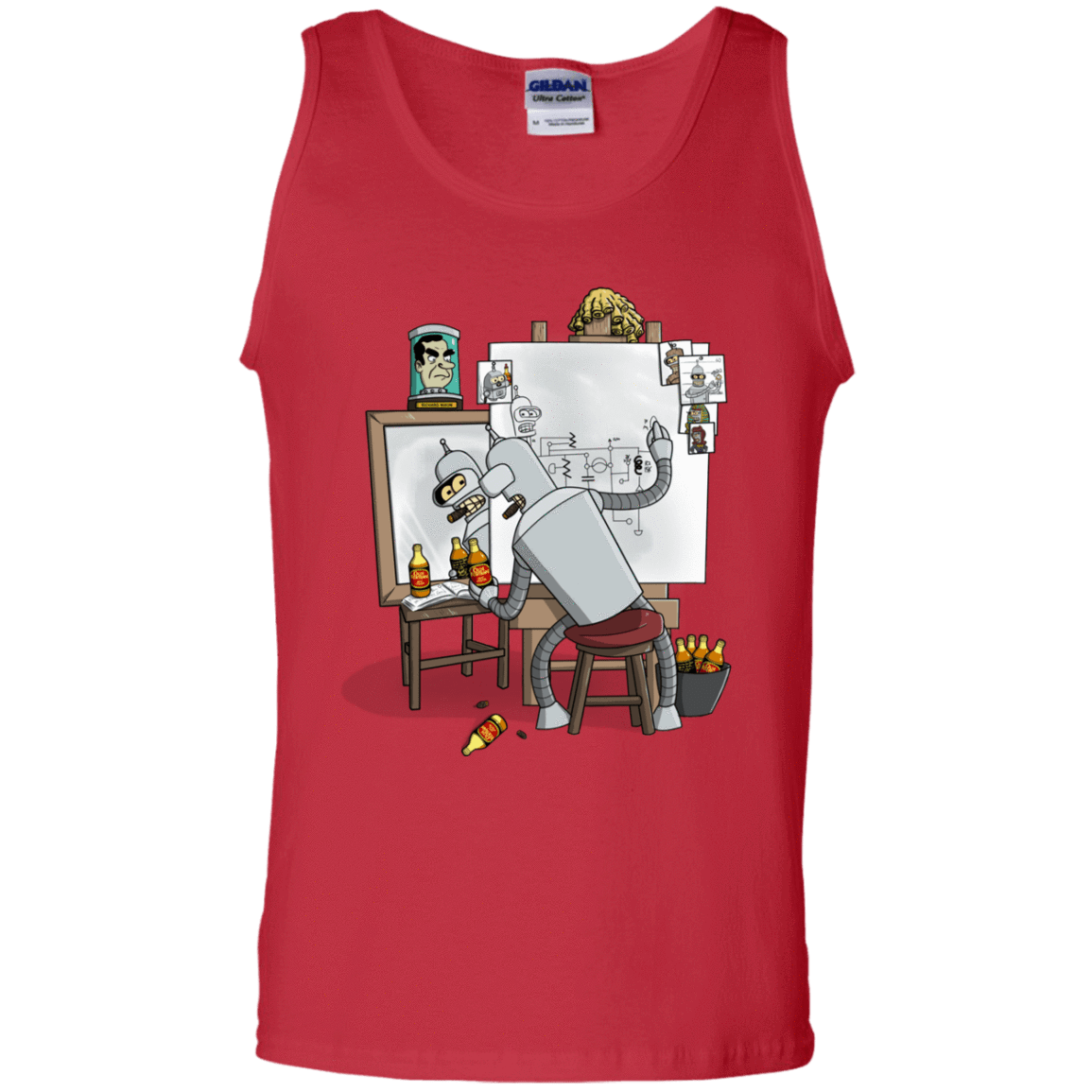 T-Shirts Red / S Retrato de un Robot Men's Tank Top