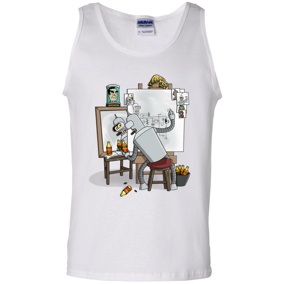 T-Shirts White / S Retrato de un Robot Men's Tank Top