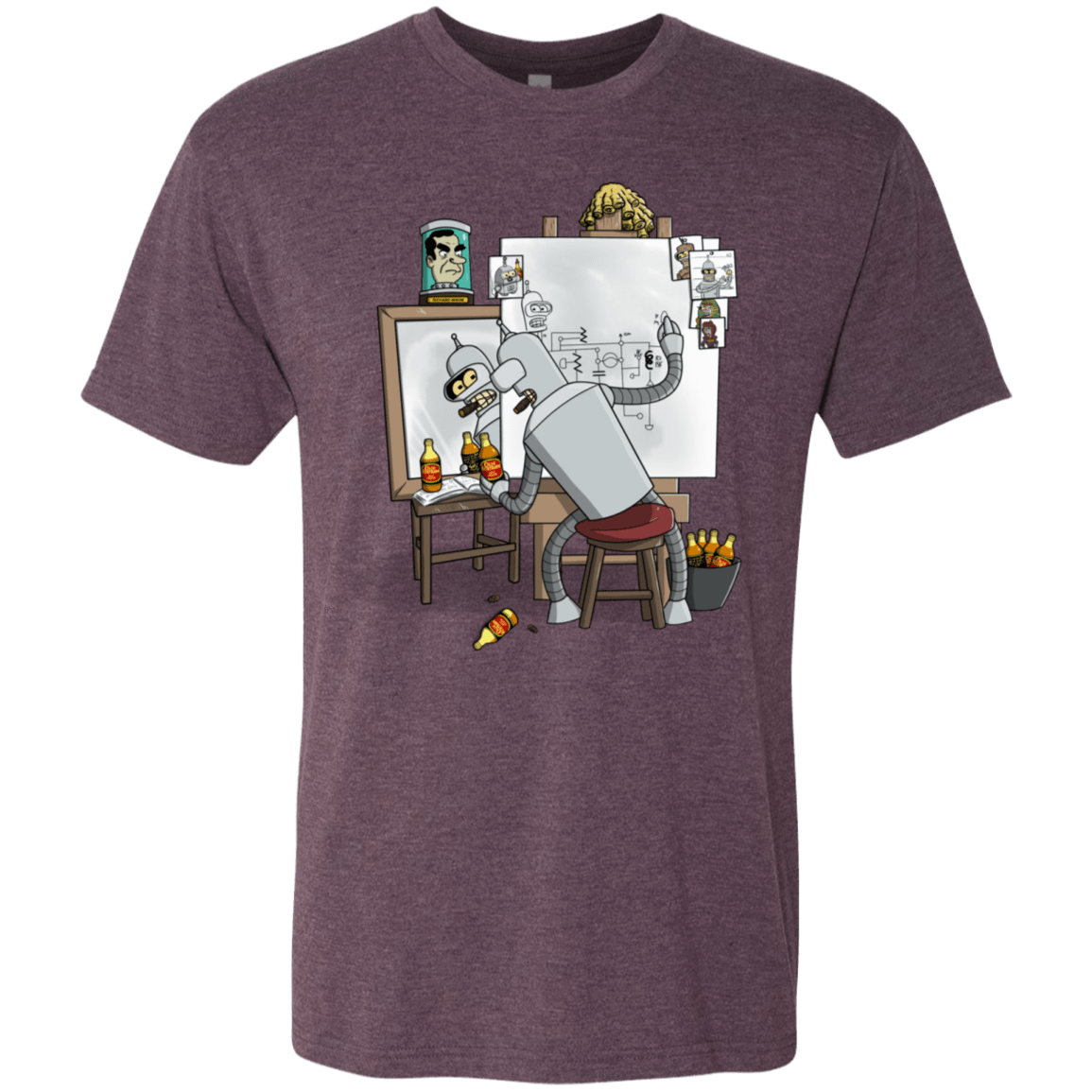 T-Shirts Vintage Purple / S Retrato de un Robot Men's Triblend T-Shirt