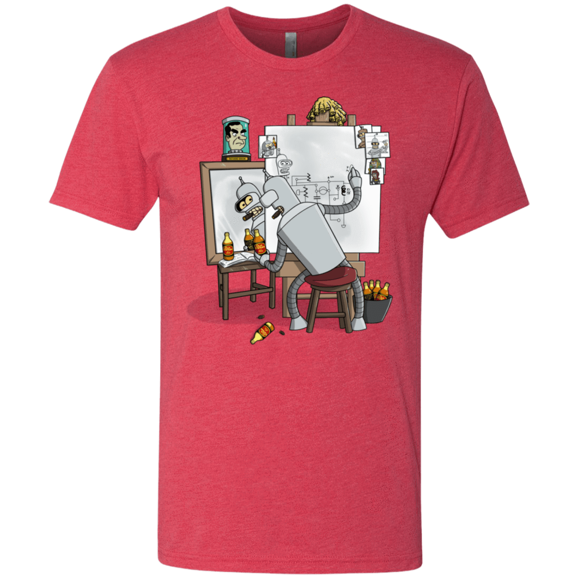T-Shirts Vintage Red / S Retrato de un Robot Men's Triblend T-Shirt