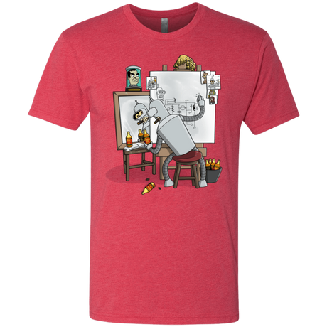 T-Shirts Vintage Red / S Retrato de un Robot Men's Triblend T-Shirt