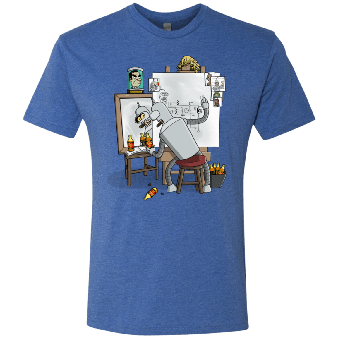 T-Shirts Vintage Royal / S Retrato de un Robot Men's Triblend T-Shirt