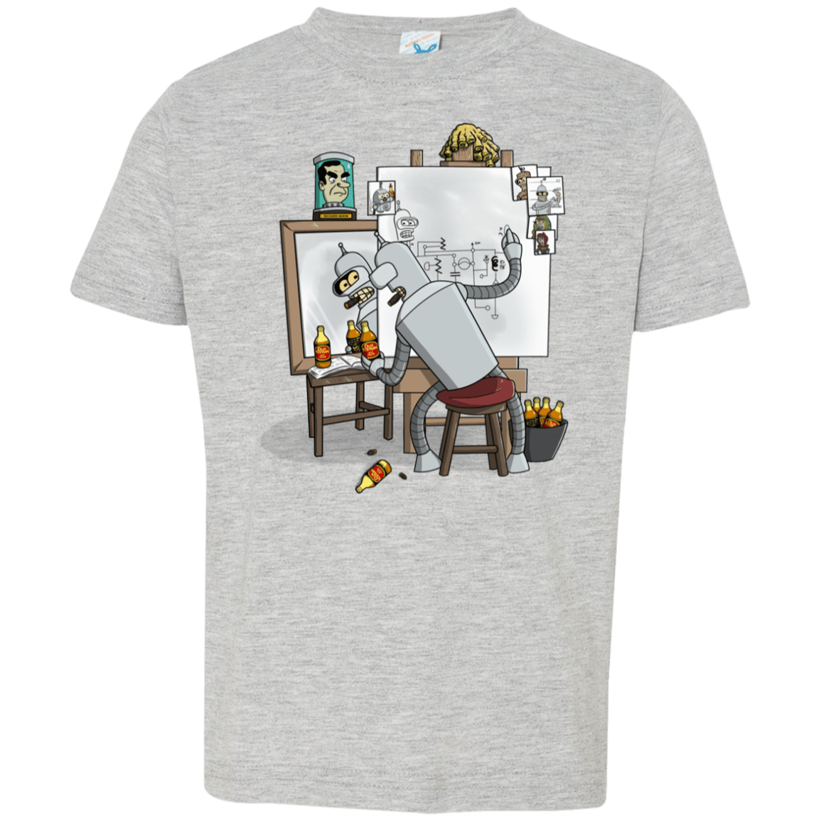 T-Shirts Heather Grey / 2T Retrato de un Robot Toddler Premium T-Shirt