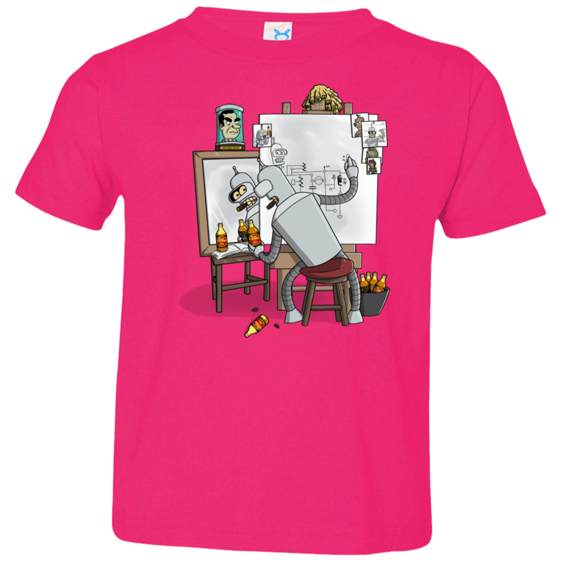 T-Shirts Hot Pink / 2T Retrato de un Robot Toddler Premium T-Shirt