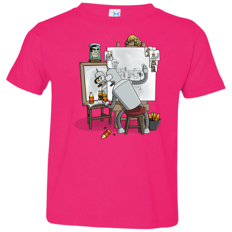 T-Shirts Hot Pink / 2T Retrato de un Robot Toddler Premium T-Shirt