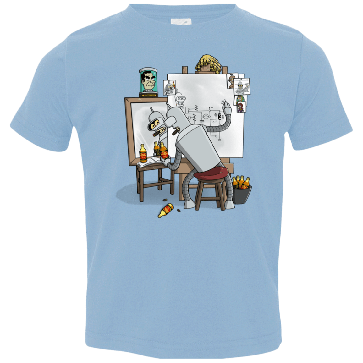 T-Shirts Light Blue / 2T Retrato de un Robot Toddler Premium T-Shirt